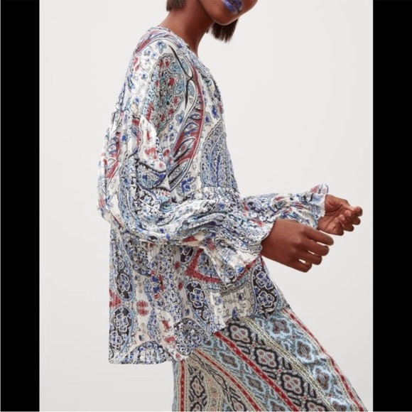 Zara Paisley Oversized Top Blouse - Picture 3 of 8